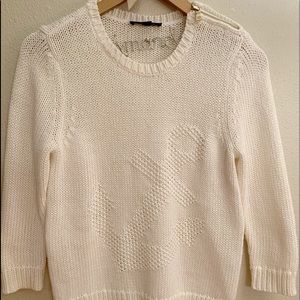 Ann Taylor white knit sweater with anchor